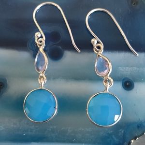 Chalcedony and Alexandrite Sterlin Silver Earrings